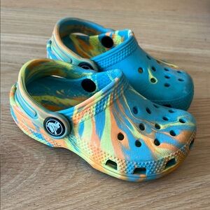 CROCS Kids water clog Shoes in Blue yellow and Orange